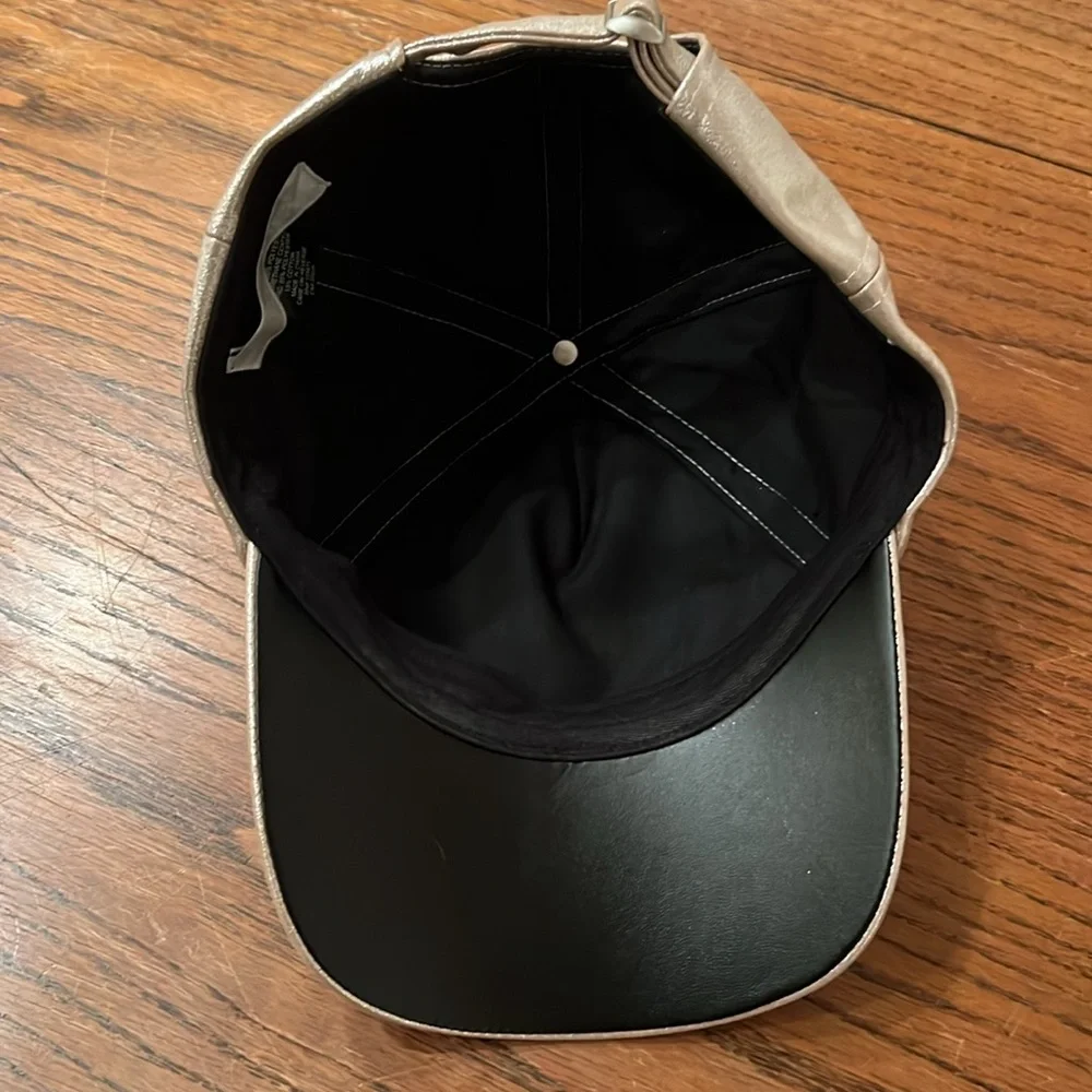 Guess Taupe Polyurethane Coated With Subtle Metallic Look Baseball Cap